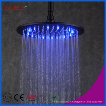 Pomme de douche ronde noire de fabricant de Fyeer avec 3 LED de couleur